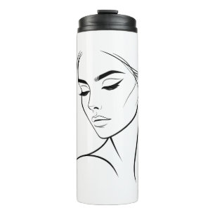 Garrafa Térmica Desenho de rosto de mulher de uma linha n.o 3
