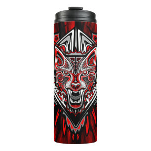 Garrafa Térmica Desenho de Totem Tribal Haida de Lobo