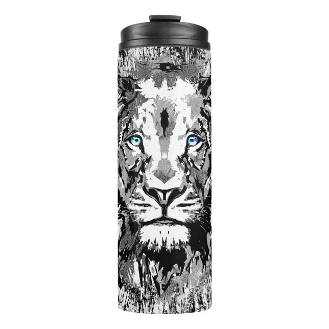 Garrafa Térmica Desenho do Retrato de Leão da cinza - Tumbador Tér (Frente)