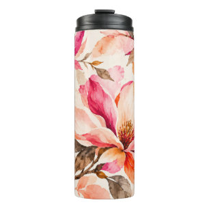Garrafa Térmica Desenho Floral Botânico de Magnólia Vibrante