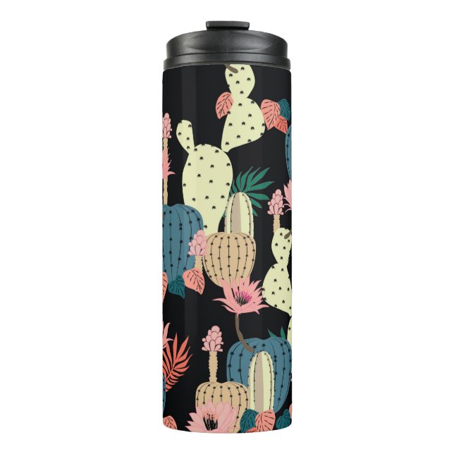 Garrafa Térmica Desenho manual Cactus Plant e Flores (Frente)