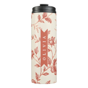 Garrafa Térmica Desenho personalizado de toile floral delicada vin