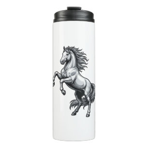 Garrafa Térmica Desenho Vetorial de Cavalo Empinado com Gravação A