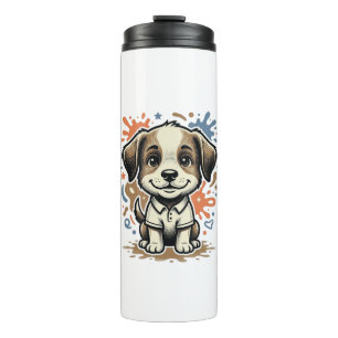 Garrafa Térmica Desenho Vetorial de Gravação de Splash de Cachorri