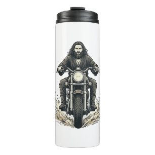 Garrafa Térmica Desenho Vetorial de Motociclista com Gravação Anti