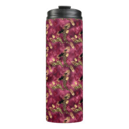 Garrafa Térmica Design 10 da Série Burgundy e Dourada Leopard