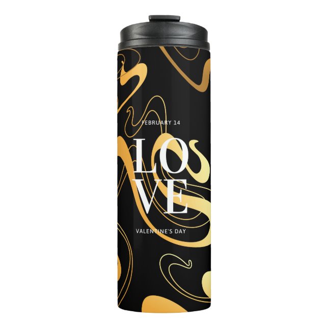 Garrafa Térmica Design abstrato amarelo e preto clássico (Frente)