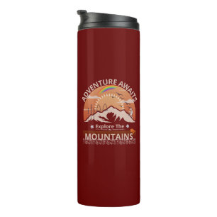 Garrafa Térmica design "Adventure Await-Explore as montanhas"
