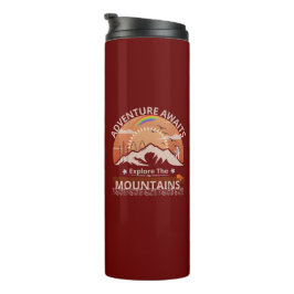Garrafa Térmica design "Adventure Await-Explore as montanhas"