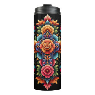 Garrafa Térmica Design da Cruz Floral Mexicana