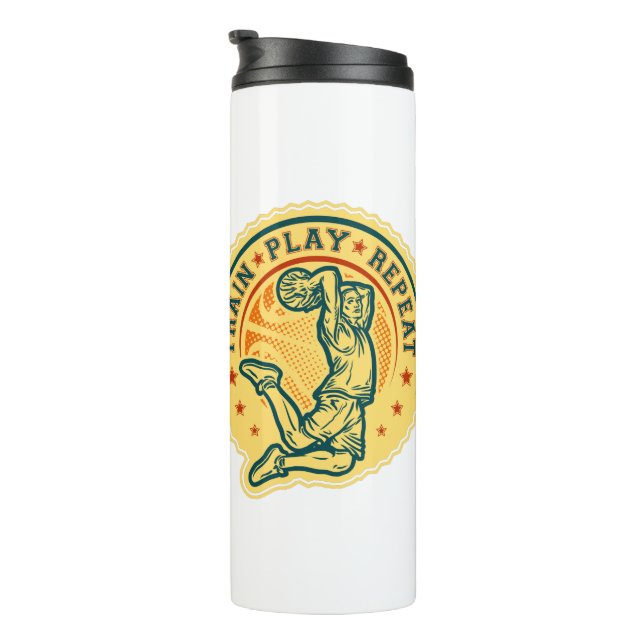 Garrafa Térmica Design de basquetebol Slam Dunk Vintage (Rotação à direita)