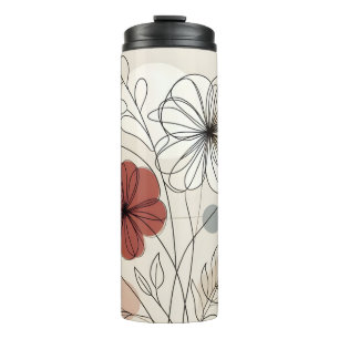Garrafa Térmica Design de Blush de Linha Floral Minimalista Modern