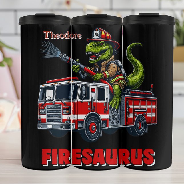 Garrafa Térmica Design de Bombeiro T-Rex (Criador carregado)