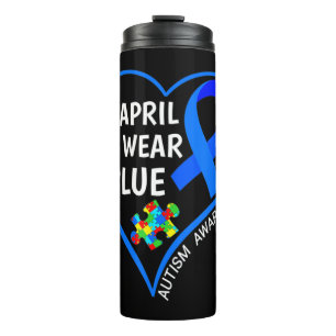 Garrafa Térmica Design de conscientização autista com fita e hea