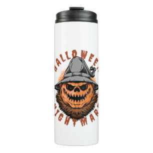 Garrafa Térmica Design de Espantalho de Abóbora de Halloween