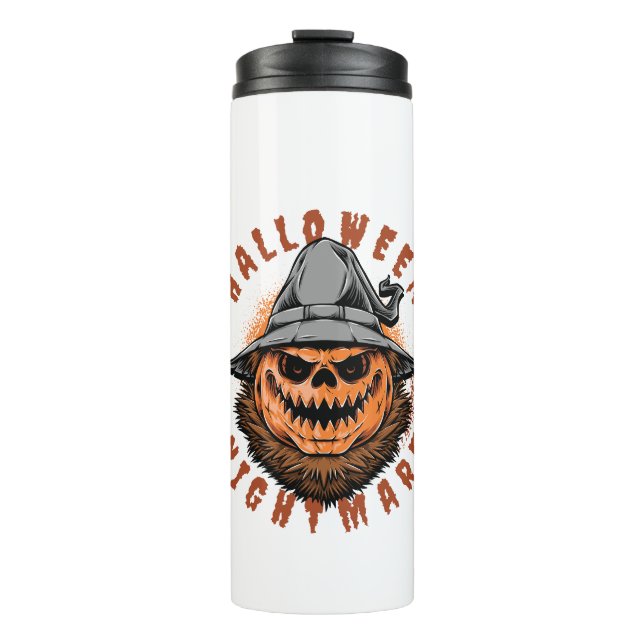 Garrafa Térmica Design de Espantalho de Abóbora de Halloween (Frente)