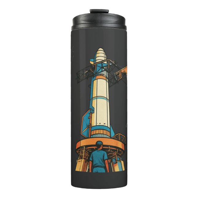 Garrafa Térmica Design de Exploração Espacial Futurista (Frente)