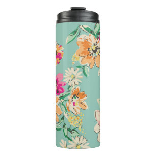 Garrafa Térmica Design de flor esboçada em cores brilhantes - sem