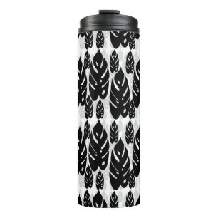 Garrafa Térmica Design de folhas brancas e pretas