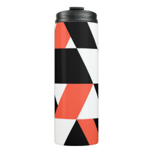 Garrafa Térmica design de geometria urbana, preto-vermelho, modern