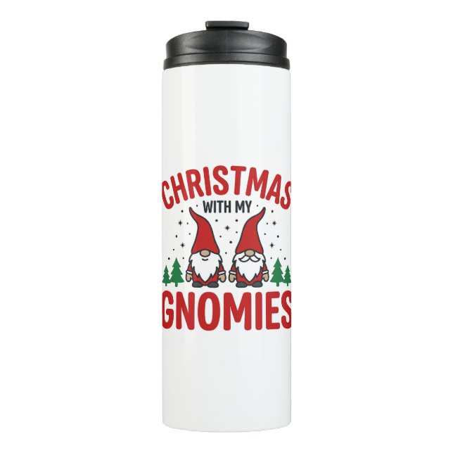 Garrafa Térmica Design de Gnome de Natal Gnomies de Feriado (Frente)