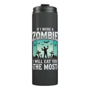 Garrafa Térmica Design de Halloween Eu vou comer você Zumbi_1