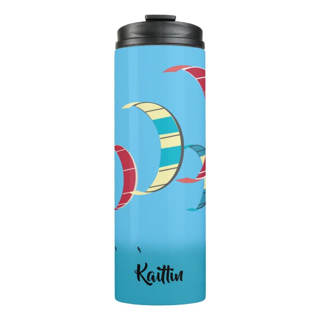 Garrafa Térmica Design de Kiteboard Azul (Frente)