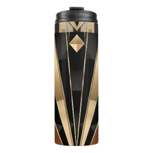 Garrafa Térmica Design de Luxo Geométrico Art Deco Sol Nascente