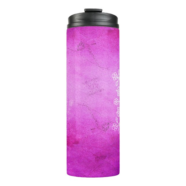 Garrafa Térmica Design de meditação cor-de-rosa Mandala (Frente)