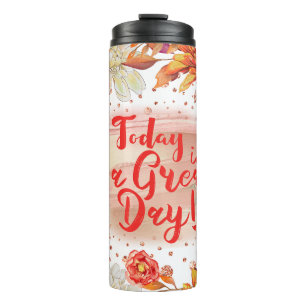 Garrafa Térmica Design de outono Floral com cotação positiva