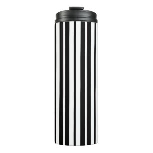 Garrafa Térmica Design de Padrão de Faixa Vertical Preta Branco