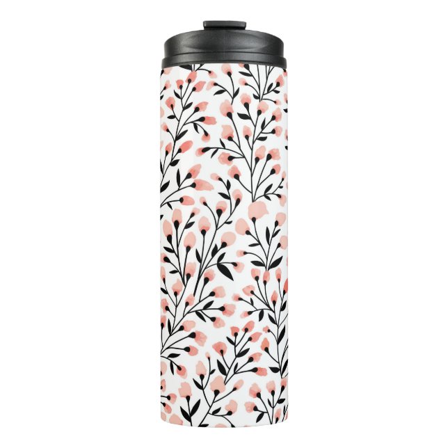 Garrafa Térmica Design de padrão uniforme floral. Ramificação com  (Frente)