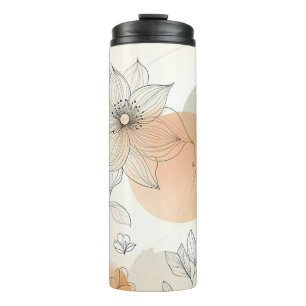 Garrafa Térmica Design de Pastel Floral Soft Minimalista Elegante