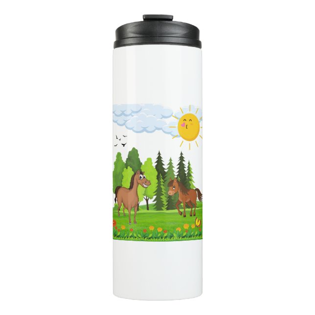 Garrafa Térmica Design de pequenos cavalos para crianças (Frente)