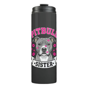 Garrafa Térmica Design de Vetor de Amante de Cachorro Irmã Pitbull