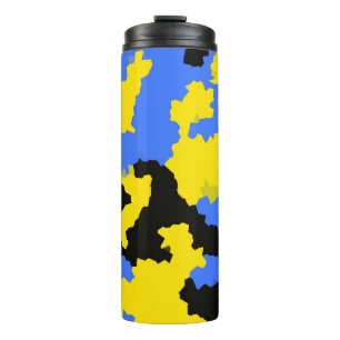 Garrafa Térmica Design do abstrato preto amarelo