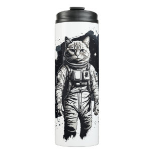 Garrafa Térmica Design do Astronauta de Tinta Preta