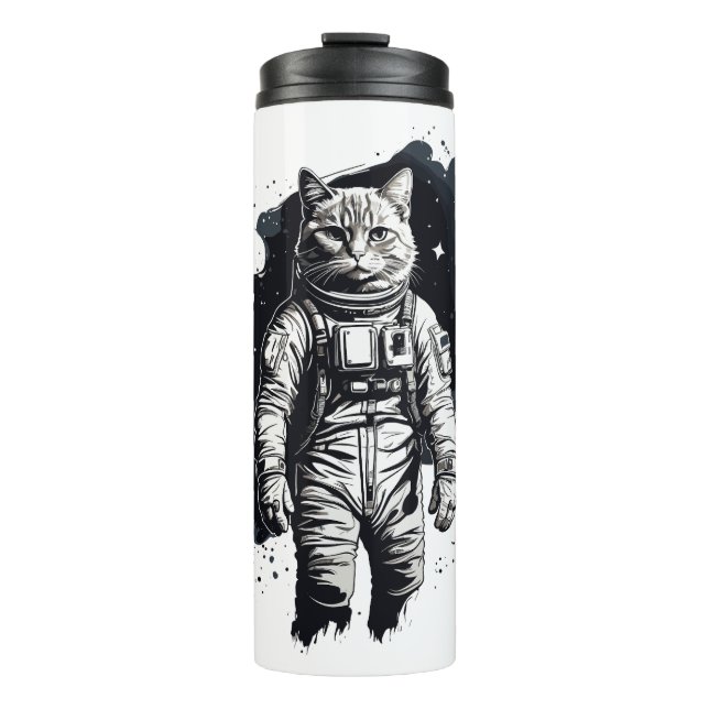 Garrafa Térmica Design do Astronauta de Tinta Preta (Frente)