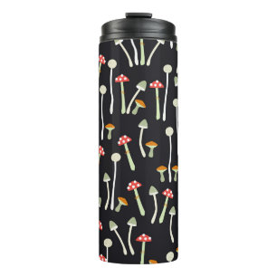 Garrafa Térmica Design do padrão dos cogumelos do outono.