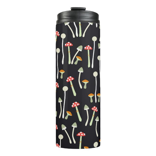 Garrafa Térmica Design do padrão dos cogumelos do outono. (Frente)