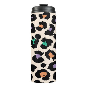 Garrafa Térmica Design e suporte de animais leopardo coloridos