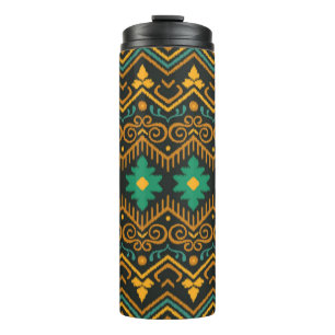 Garrafa Térmica Design Étnico Tecido Ikat bordado