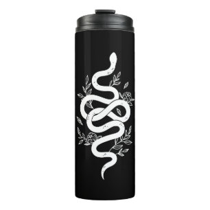Garrafa Térmica Design Floral Cobra preto-e-branco
