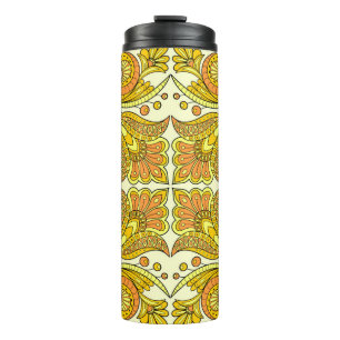 Garrafa Térmica Design floral de estilo popular em amarelo