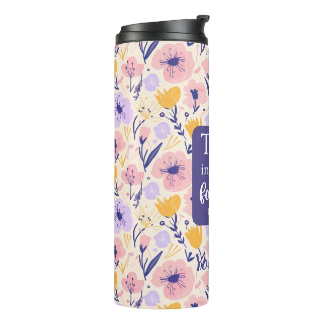 Garrafa Térmica Design Floral Tumbler com Escritura Personalizada (Giro à esquerda)
