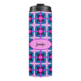 Garrafa Térmica Design geométrico em rosa, roxo e azul -