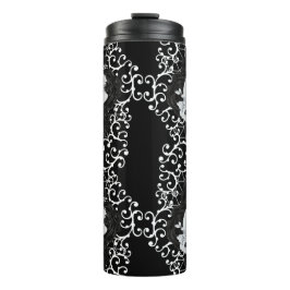 Garrafa Térmica Design gótica com crânios e rosas pretos