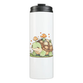 Garrafa Térmica Design Kawaii Cottagecore de Tartaruga Florestal F