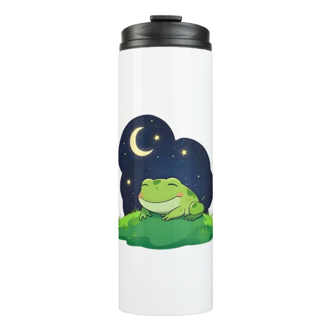 Garrafa Térmica Design Kawaii de Observação de Estrelas de Sapo Fo (Frente)