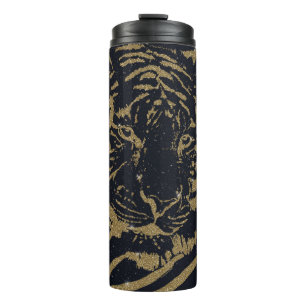Garrafa Térmica Design preto Dourado Tigre